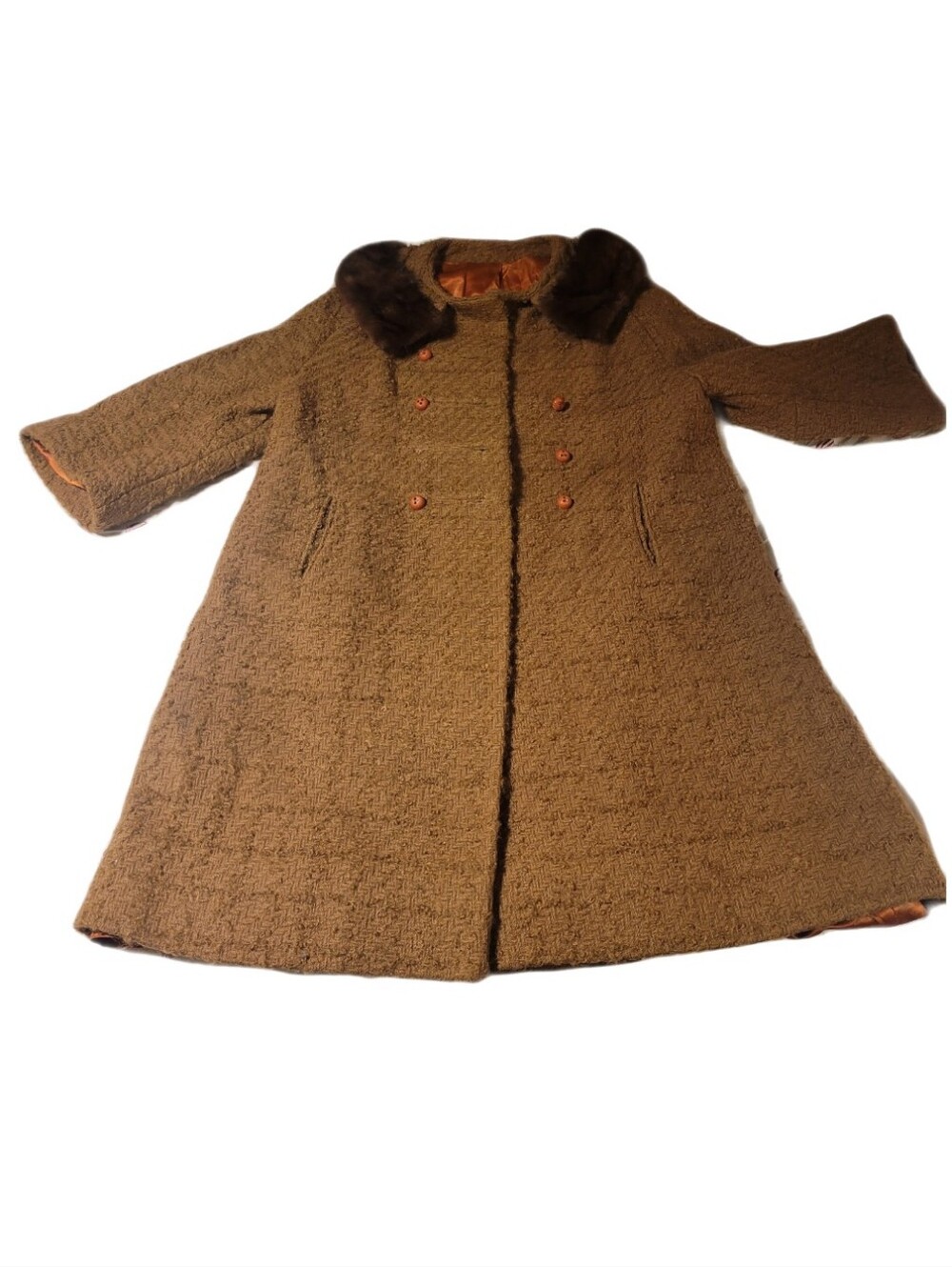 Vintage Coat with Fur Collar